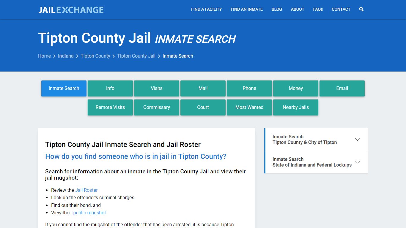 Inmate Search: Roster & Mugshots - Tipton County Jail, IN - Jail Exchange