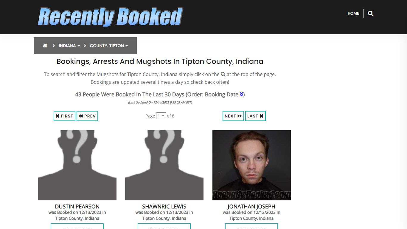 Recent bookings, Arrests, Mugshots in Tipton County, Indiana